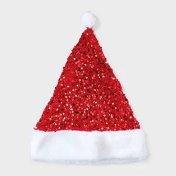 Sequin Christmas Hat - Red