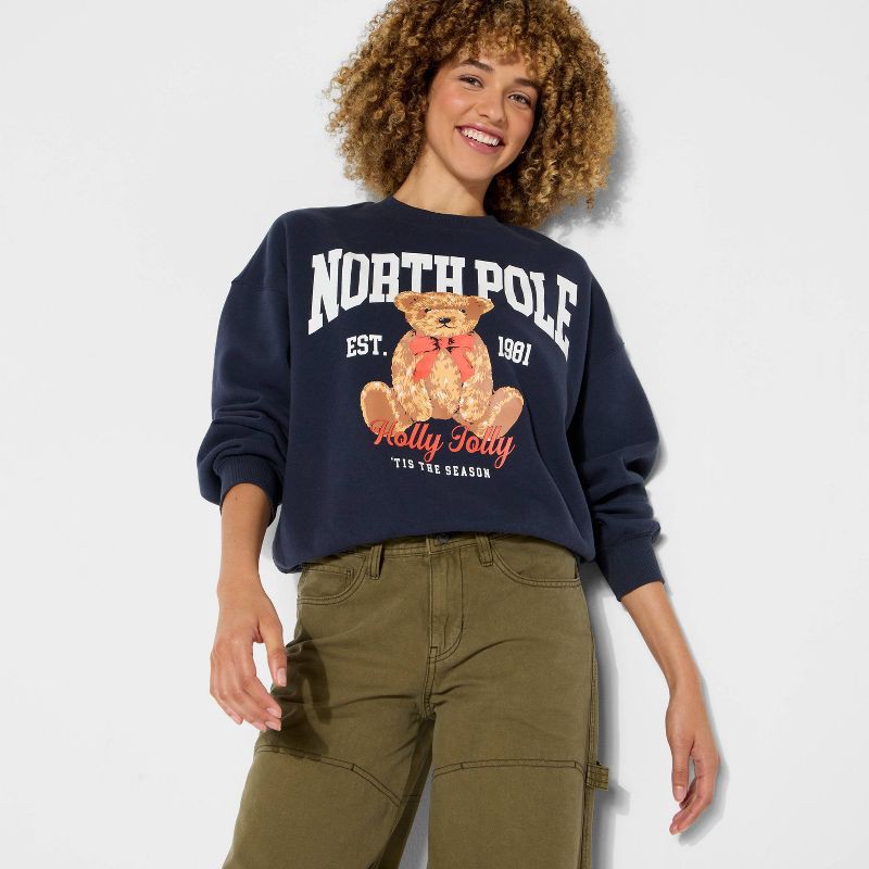 Grayson Threads Women's North Pole Teddy Bear Graphic Sweatshirt