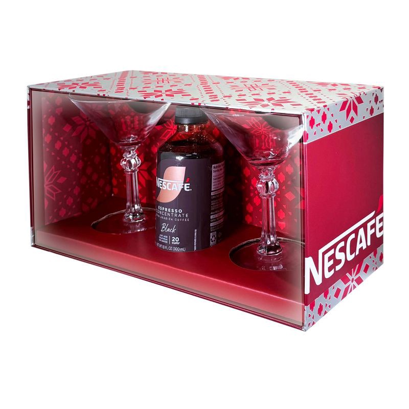 slide 2 of 4, Nescafe Espresso Concentrate and Martini Glasses Gift Set - 10oz/3pc, 3 ct; 10 oz