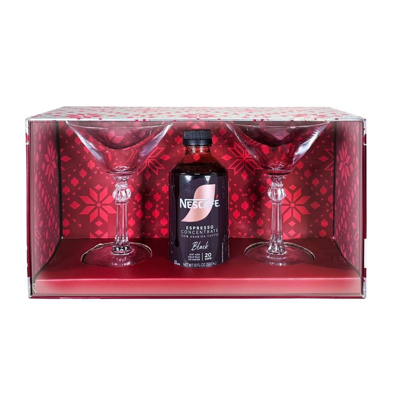 slide 1 of 4, Nescafe Espresso Concentrate and Martini Glasses Gift Set - 10oz/3pc, 3 ct; 10 oz