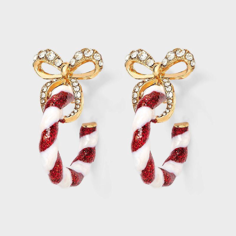 slide 1 of 3, SUGARFIX by BaubleBar Yes You Cane! Earrings - Red, 1 ct