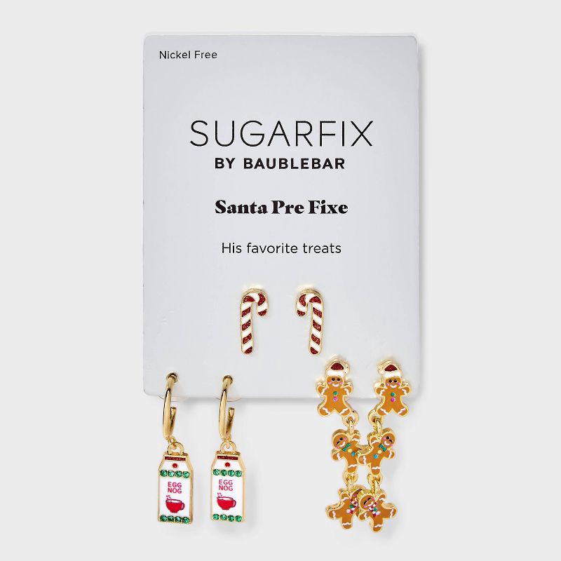slide 2 of 3, SUGARFIX by BaubleBar Santa Pre Fixe Earring Set - Red/Green/Orange, 1 ct