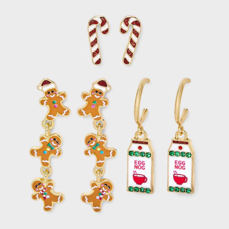 slide 1 of 3, SUGARFIX by BaubleBar Santa Pre Fixe Earring Set - Red/Green/Orange, 1 ct