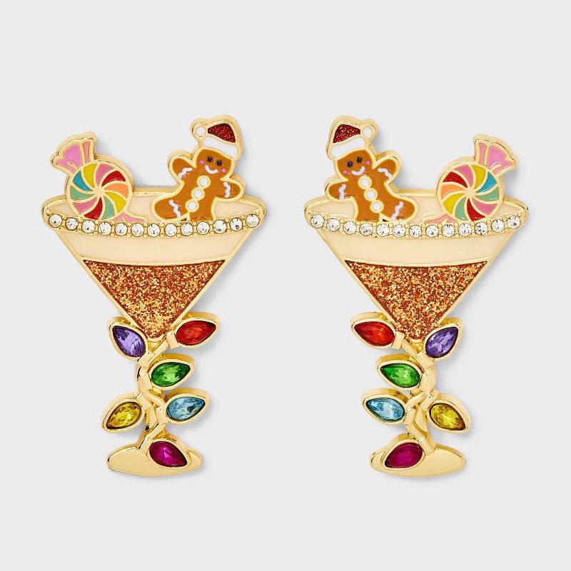 slide 1 of 3, SUGARFIX by BaubleBar A Festive Serve Earrings - Brown, 1 ct