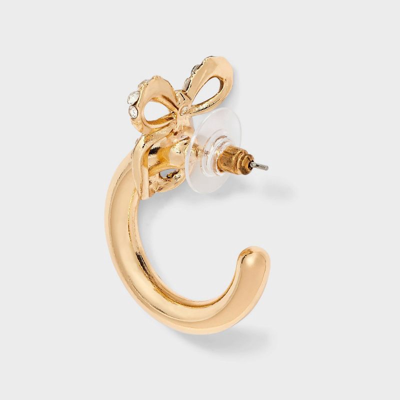 slide 3 of 3, SUGARFIX by BaubleBar Bow It Goes Hoop Earrings - Gold, 1 ct