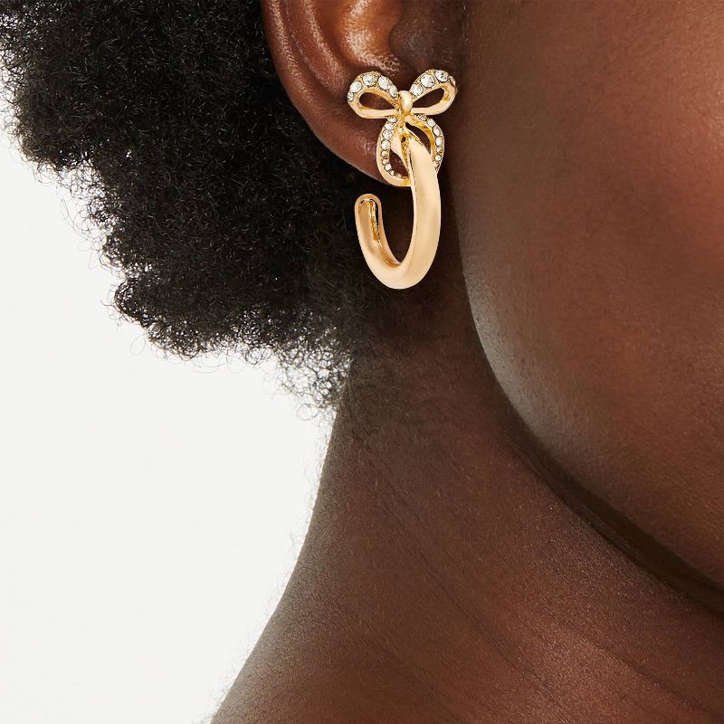 slide 2 of 3, SUGARFIX by BaubleBar Bow It Goes Hoop Earrings - Gold, 1 ct