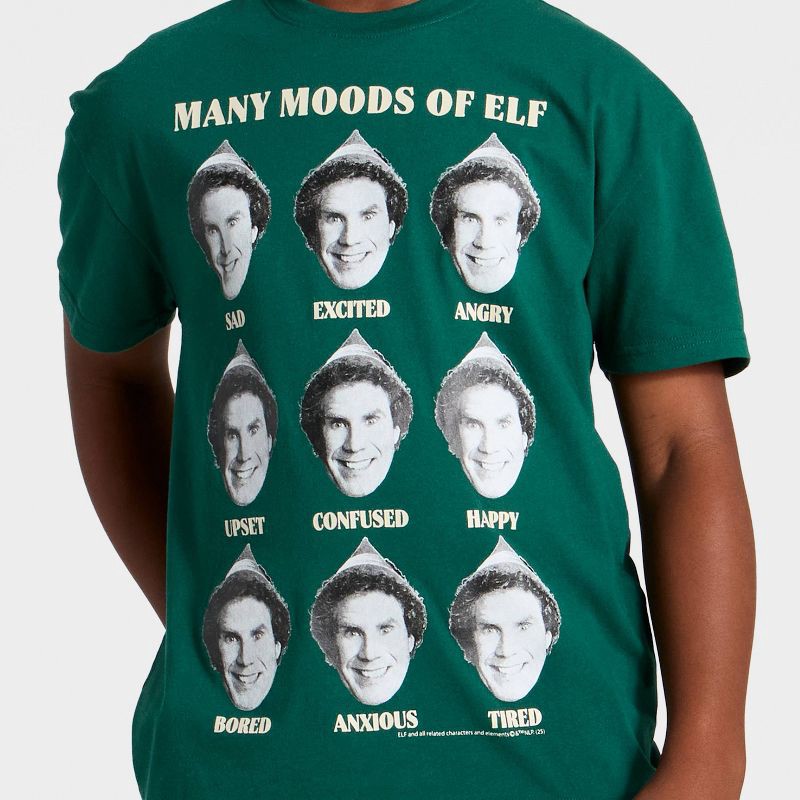 slide 2 of 4, Boys' Buddy The Elf Many Moods Holiday Short Sleeve Oversized Graphic T-Shirt - Green M, 1 ct