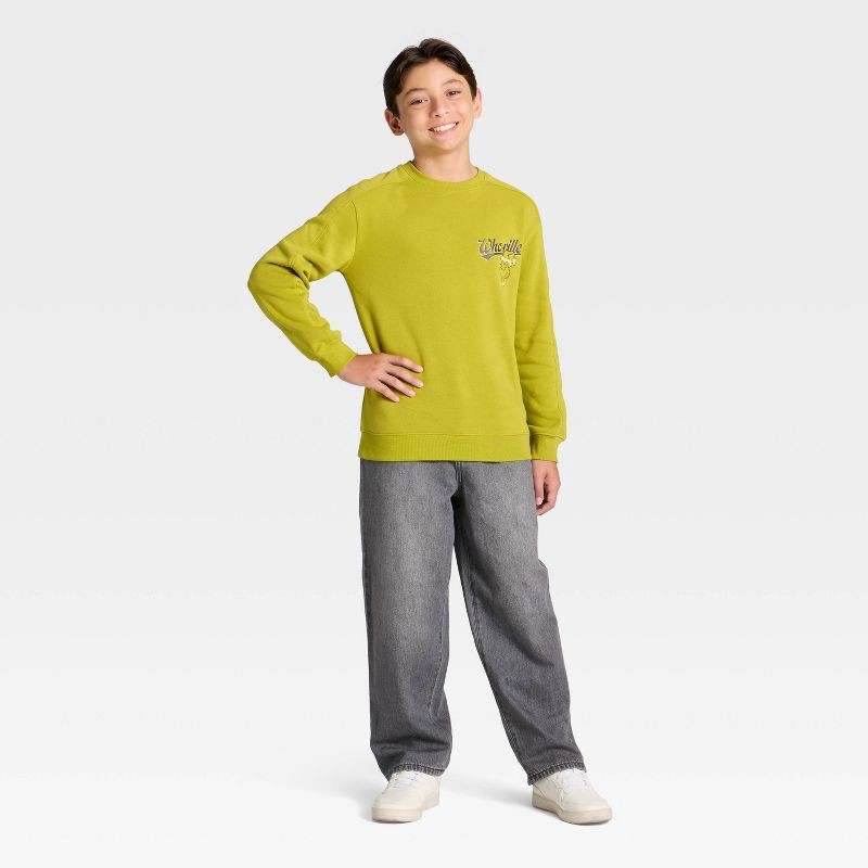 slide 4 of 4, Boys' The Grinch Whoville Front and Back Graphic Fleece Sweatshirt - Green S, 1 ct