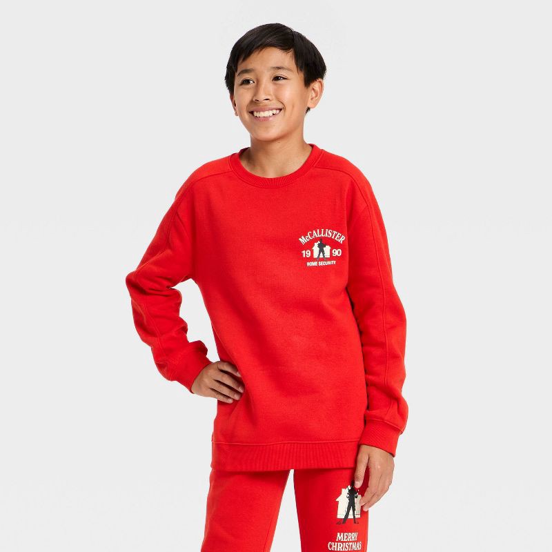 slide 2 of 4, Boys' Home Alone McCallister House Fleece Front and Back Graphic Sweatshirt - Red XL, 1 ct