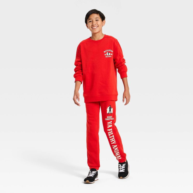 slide 4 of 4, Boys' Home Alone McCallister House Fleece Front and Back Graphic Sweatshirt - Red XL, 1 ct
