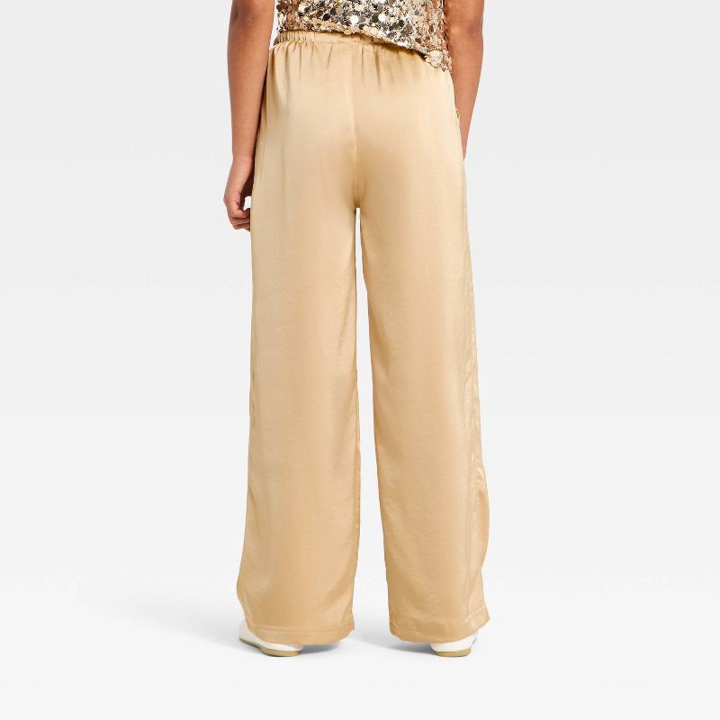 slide 2 of 3, Girls' Satin Pant - art class™ Beige M, 1 ct