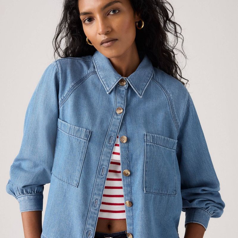 slide 3 of 4, Levi's® Women's Tini Utility Shirt - Pooide Blue M, 1 ct