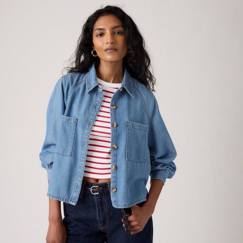 slide 4 of 4, Levi's® Women's Tini Utility Shirt - Pooide Blue M, 1 ct