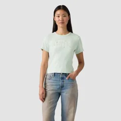 Levi's® Women's Graphic Rickie T-Shirt - Embroidered Flowers Pale Blue M