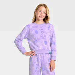 Girls' Wicked Icons Printed Fleece Sweatshirt - Purple XL