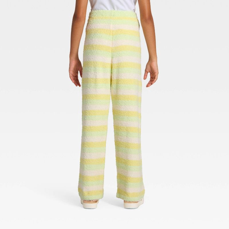 slide 3 of 4, Girls' The Grinch Striped Boucle Pants - Light Green/Yellow/White S, 1 ct