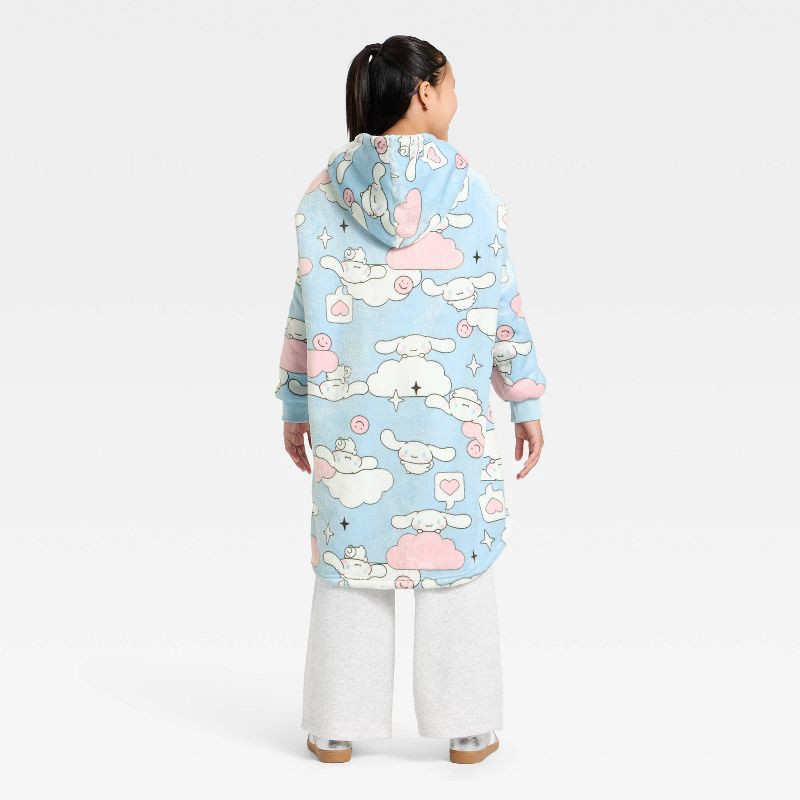 slide 2 of 3, Girls' Sanrio Cinnamoroll Oversized Plush Hooded Sweatshirt - Pink/Light Blue/White M/L, 1 ct
