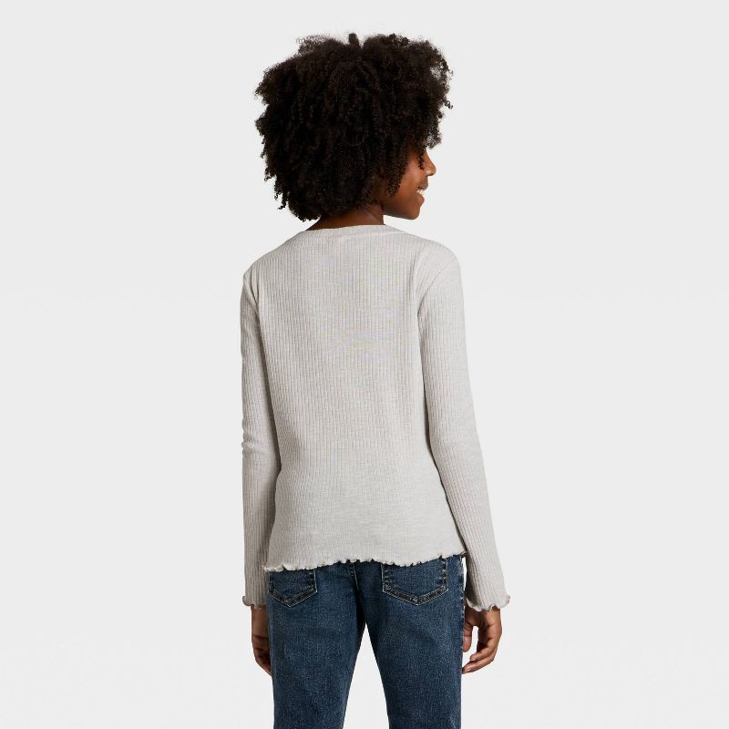 slide 3 of 4, Girls' Miffy Ribbed Long Sleeve Graphic T-Shirt - Gray XL, 1 ct