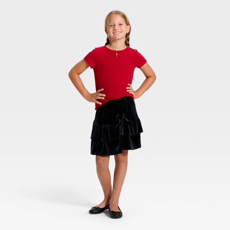 slide 3 of 3, Girls' Miffy Velour Ruffle Skirt - Black S, 1 ct