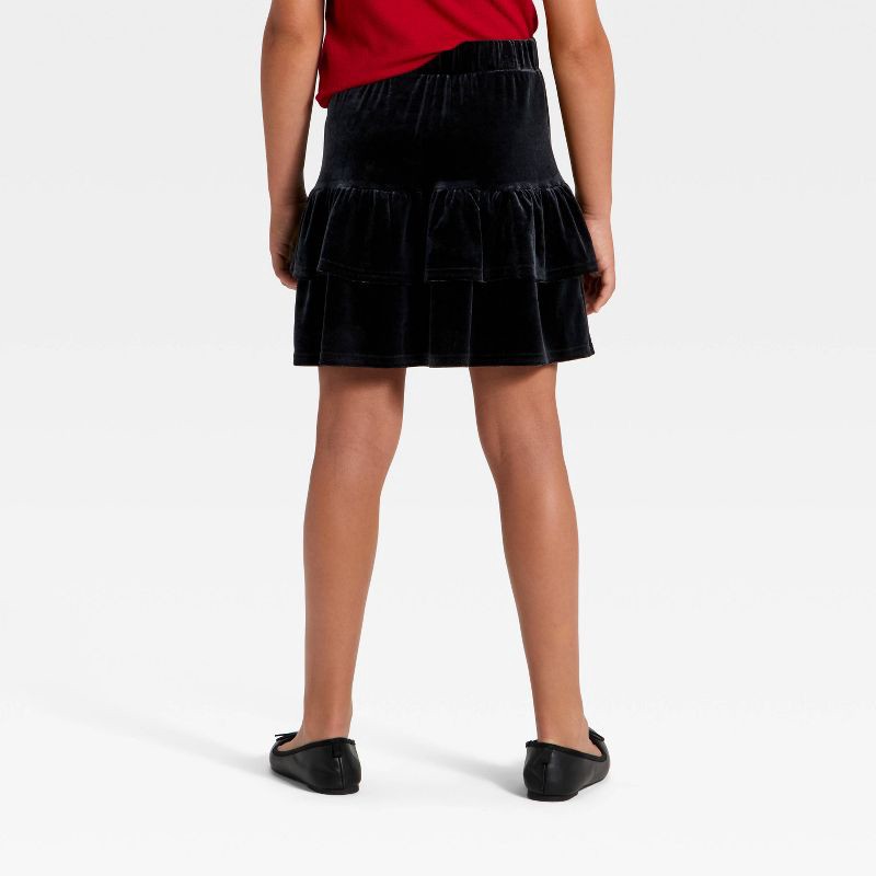 slide 2 of 3, Girls' Miffy Velour Ruffle Skirt - Black L, 1 ct