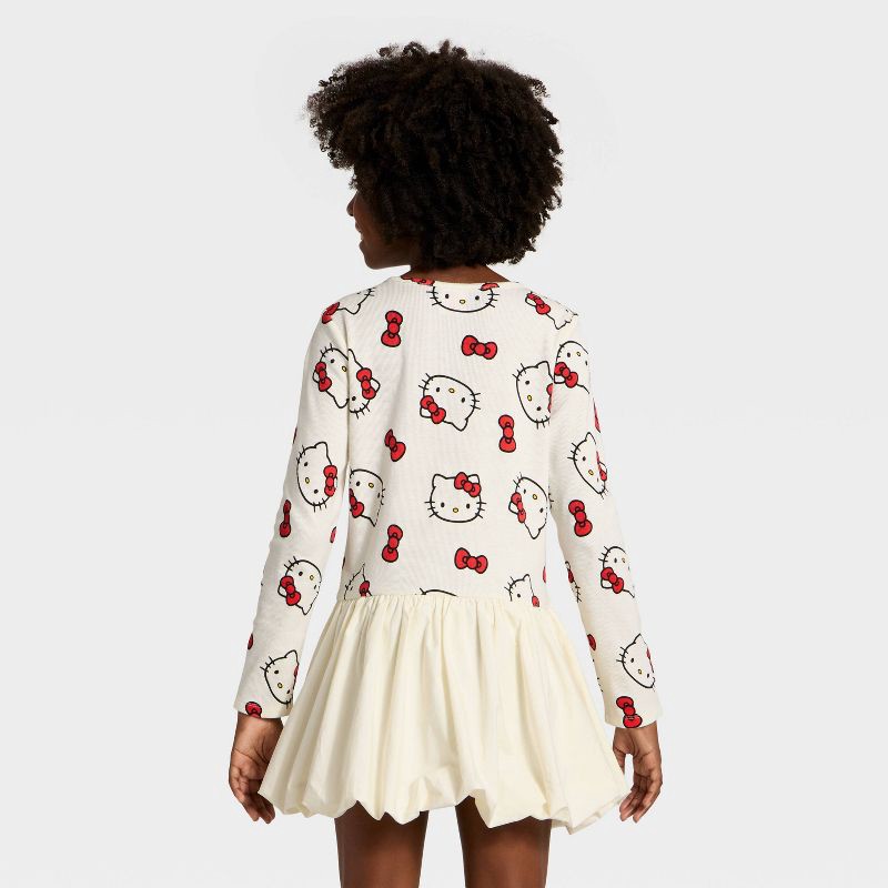 slide 2 of 3, Sanrio Girls' Hello Kitty Ribbed Drop Waist Dress - Cream XS, 1 ct