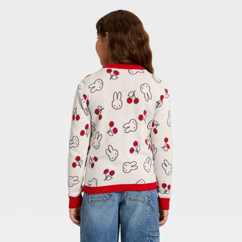 slide 2 of 3, Girls' Miffy Button-Up Cardigan - Cream S, 1 ct