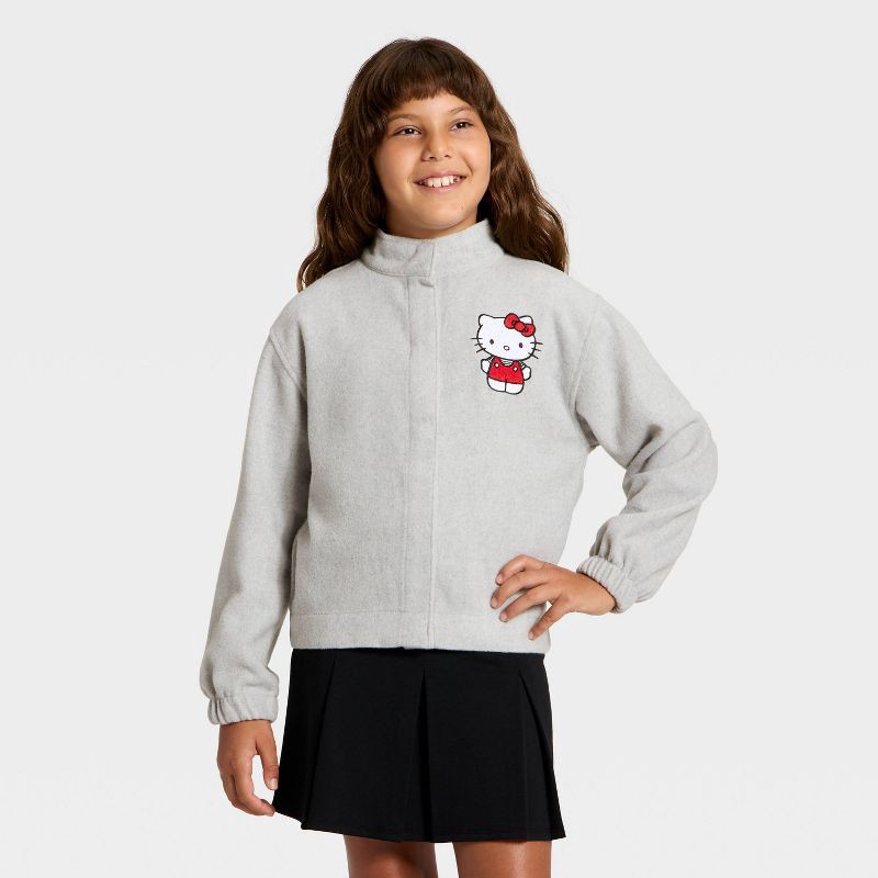 slide 3 of 4, Sanrio Girls' Hello Kitty and Friends 'Kindness Matters' Embroidery Jacket - Heather Gray XS, 1 ct