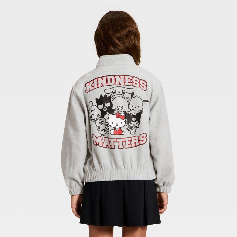 slide 1 of 4, Sanrio Girls' Hello Kitty and Friends 'Kindness Matters' Embroidery Jacket - Heather Gray L, 1 ct