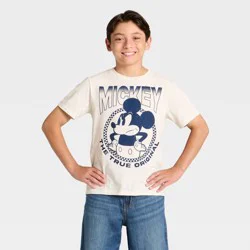 Disney Boys' Mickey Mouse Short Sleeve Graphic T-Shirt - Off-White M