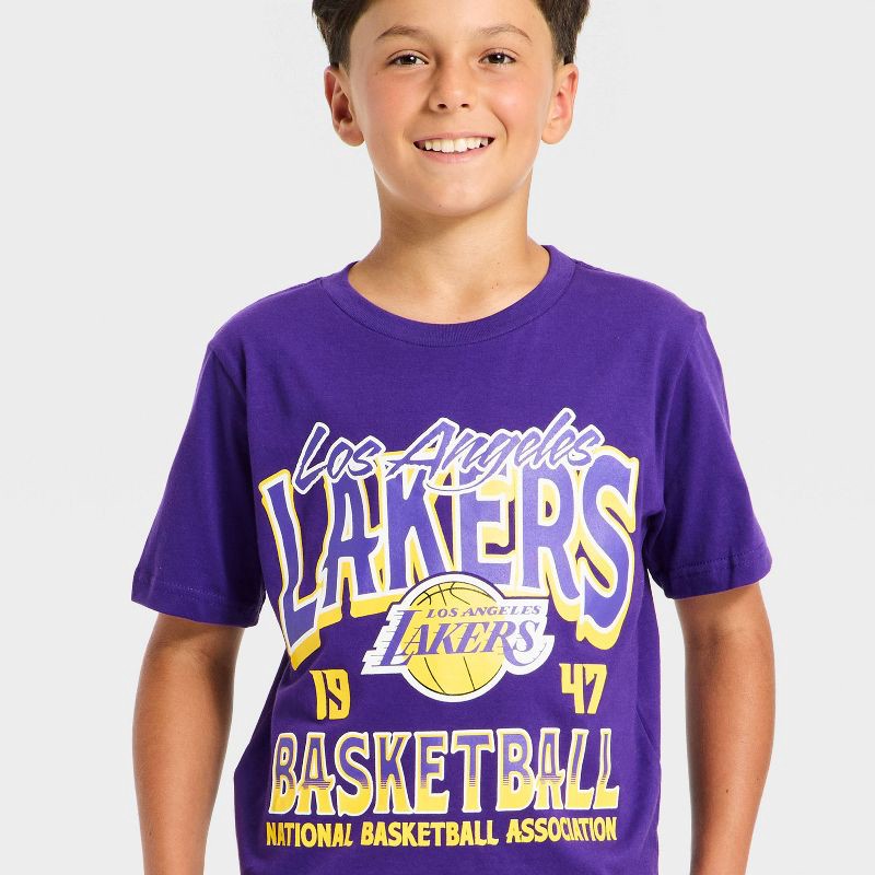 slide 2 of 4, NBA Boys' Los Angeles Lakers Oversized Short Sleeve Graphic T-Shirt - Purple S, 1 ct