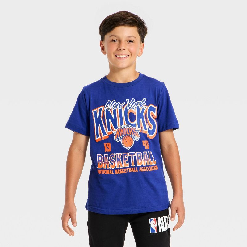 slide 1 of 4, NBA Boys' New York Knicks Oversized Short Sleeve Graphic T-Shirt - S, 1 ct