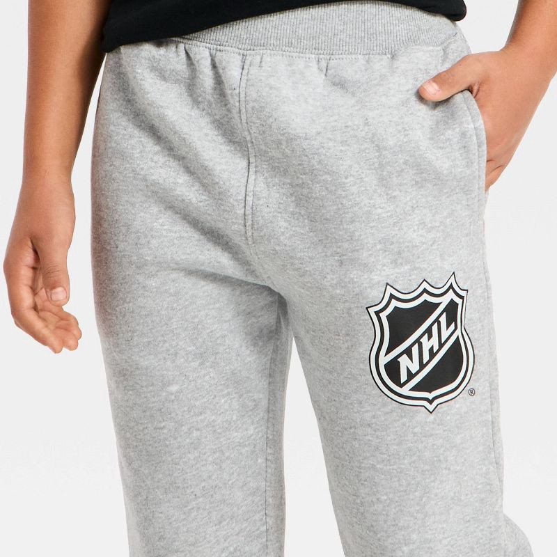 slide 2 of 4, Boys' NHL Logo Fleece Sweatpants - Gray M, 1 ct