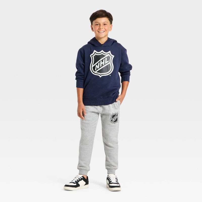 slide 4 of 4, Boys' NHL Logo Fleece Sweatpants - Gray M, 1 ct