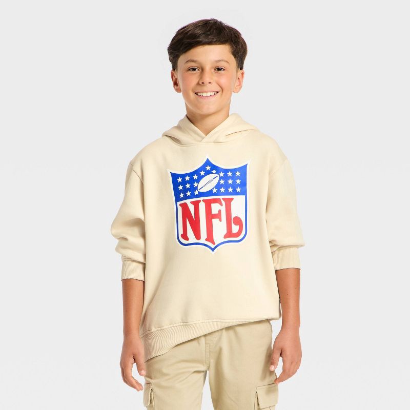 slide 1 of 4, Boys' NFL Hooded Fleece Graphic Sweatshirt - L, 1 ct