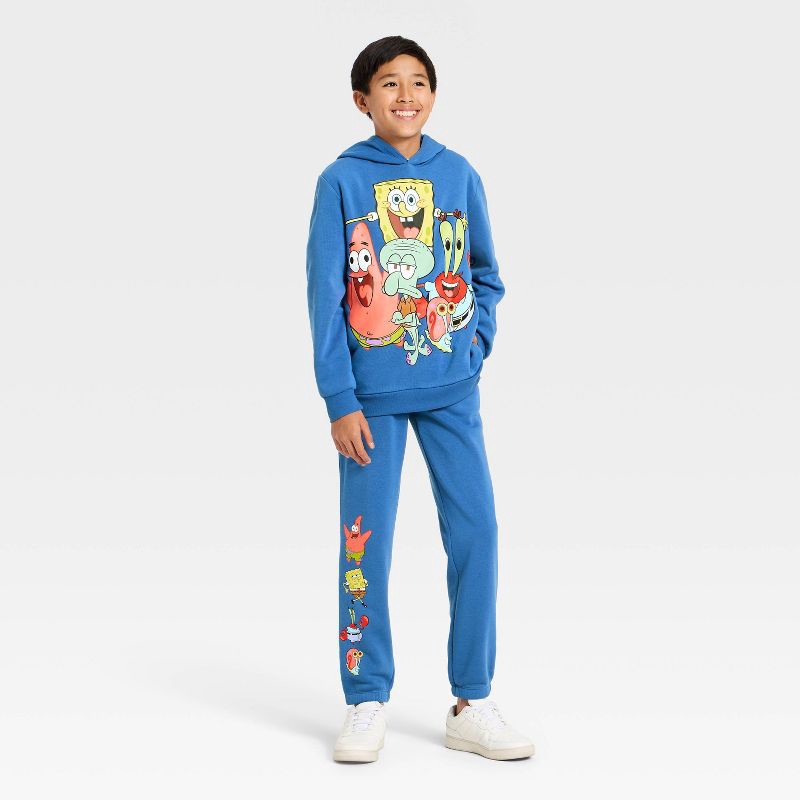 slide 4 of 4, Nickelodeon Boys' SpongeBob SquarePants Fleece Jogger Pants - Blue S, 1 ct