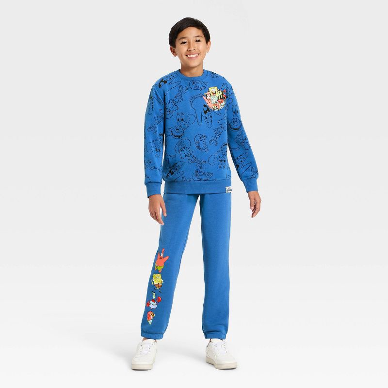 slide 4 of 4, Nickelodeon Boys' SpongeBob SquarePants Graphic Fleece Sweatshirt - Blue M, 1 ct