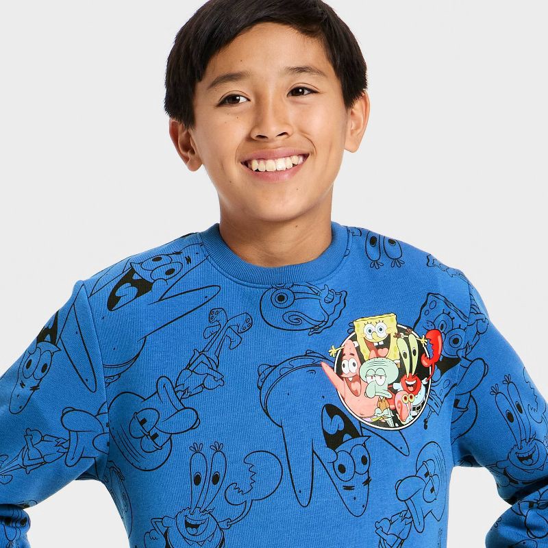 slide 2 of 4, Nickelodeon Boys' SpongeBob SquarePants Graphic Fleece Sweatshirt - Blue L, 1 ct
