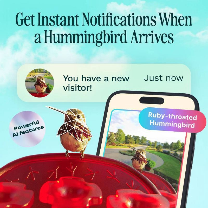 slide 2 of 8, Bird Buddy Smart Solar Pro Hummingbird Feeder with Camera + Extra Base, 1 ct