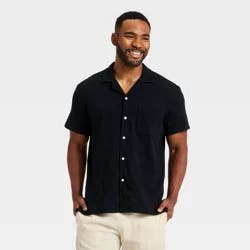 Men's Short Sleeve Knit Camp Shirt - Goodfellow & Co™ Black M