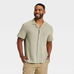 Men's Short Sleeve Knit Camp Shirt - Goodfellow & Co™ Tan S