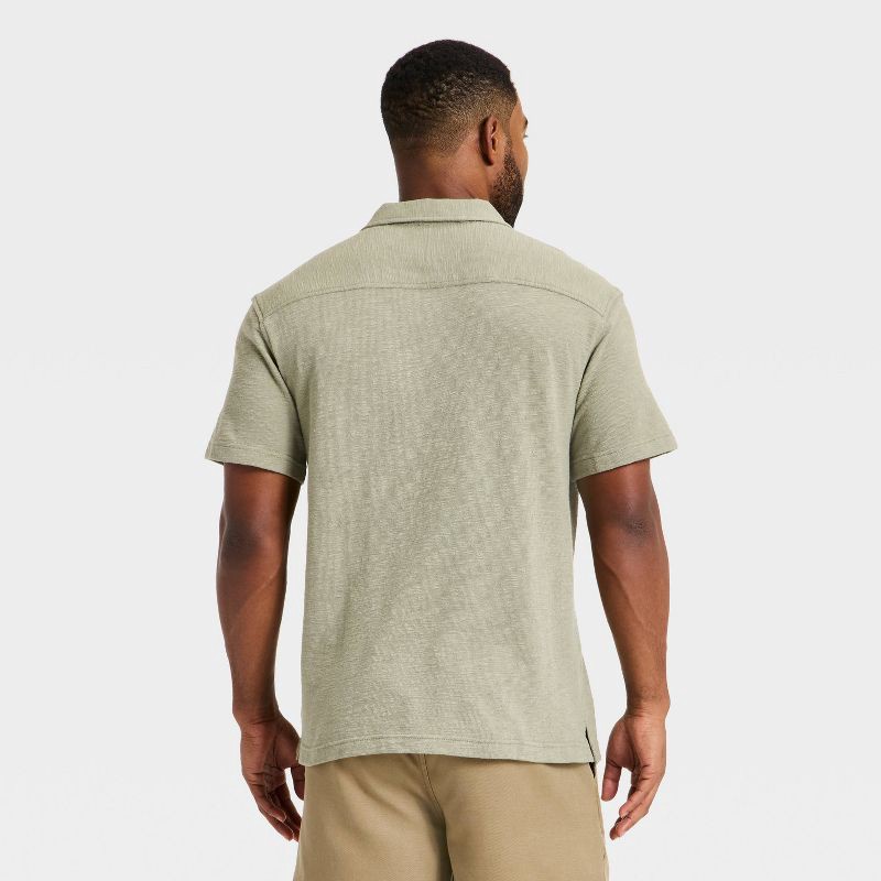 slide 2 of 3, Men's Short Sleeve Knit Camp Shirt - Goodfellow & Co™ Tan M, 1 ct