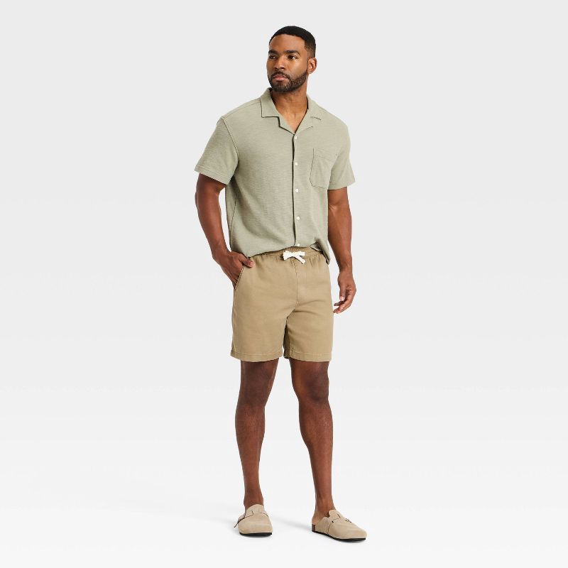 slide 3 of 3, Men's Short Sleeve Knit Camp Shirt - Goodfellow & Co™ Tan M, 1 ct