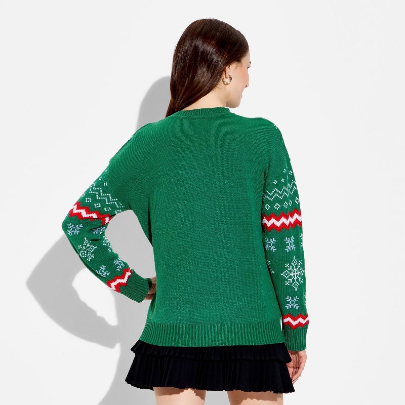 slide 3 of 3, Women's Winnie the Pooh Festive Graphic Sweater - Green M, 1 ct