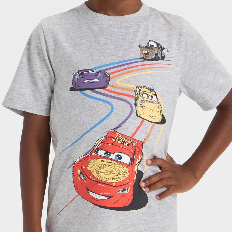slide 2 of 4, Toddler Boys' Disney Cars Lightning McQueen Racing T-Shirt - Heather Gray 4T, 1 ct
