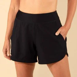 Lands' End Women's UPF Full Coverage Swim Board Shorts - Black S