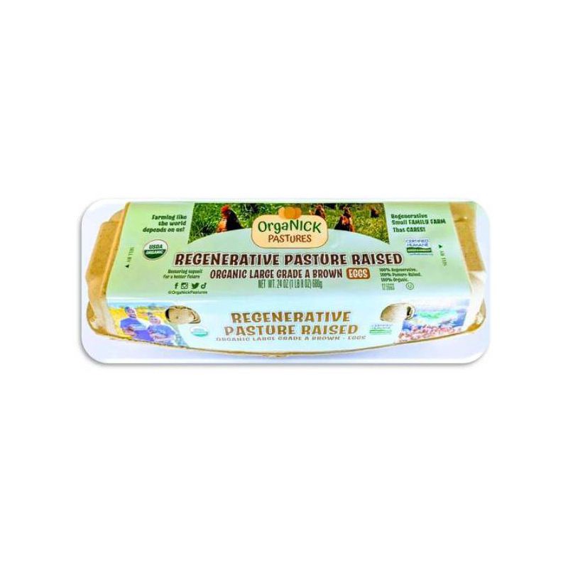 slide 1 of 3, OrgaNICK Pastures Pasture-Raised Organic Brown Eggs - 124oz/2ct, 124 oz, 2 ct