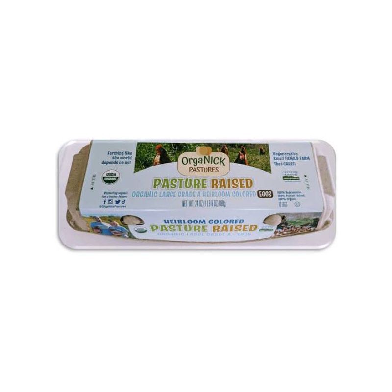 slide 1 of 3, OrgaNICK Pastures Pasture-Raised Organic Heirloom Eggs - 24oz/12ct, 24 oz, 12 ct