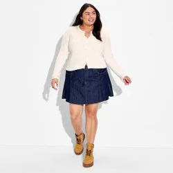 Women's Crewneck Baby Cable Cardigan - Wild Fable™ Cream XXL