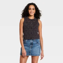 Women's Openwork Sweater Vest - Universal Thread™ Charcoal Gray XL