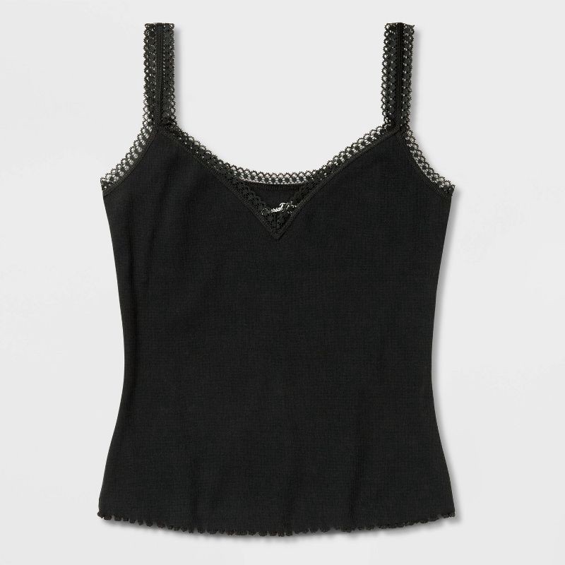 slide 3 of 4, Women's Lace Trim Cami - Universal Thread™ Black L, 1 ct